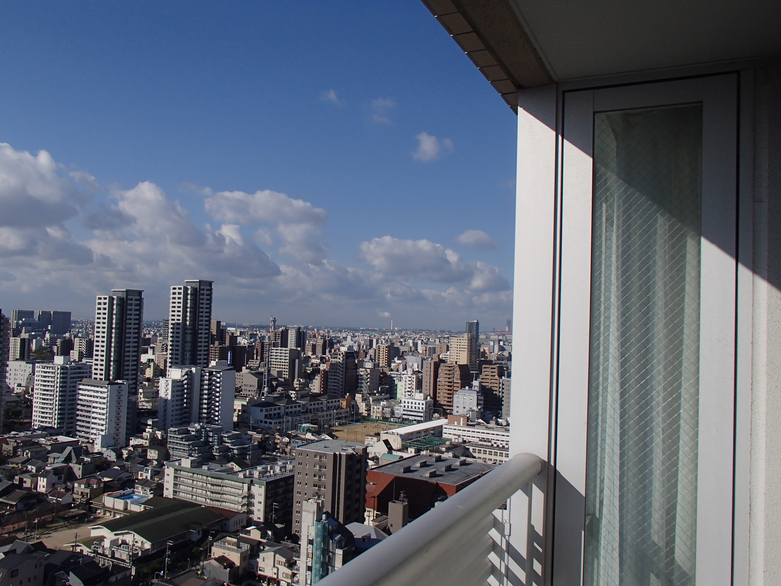 大阪市内　某タワーマンションのサービスバルコニーに防鳥ネット「ピーコンネット５０」を取り付けしました