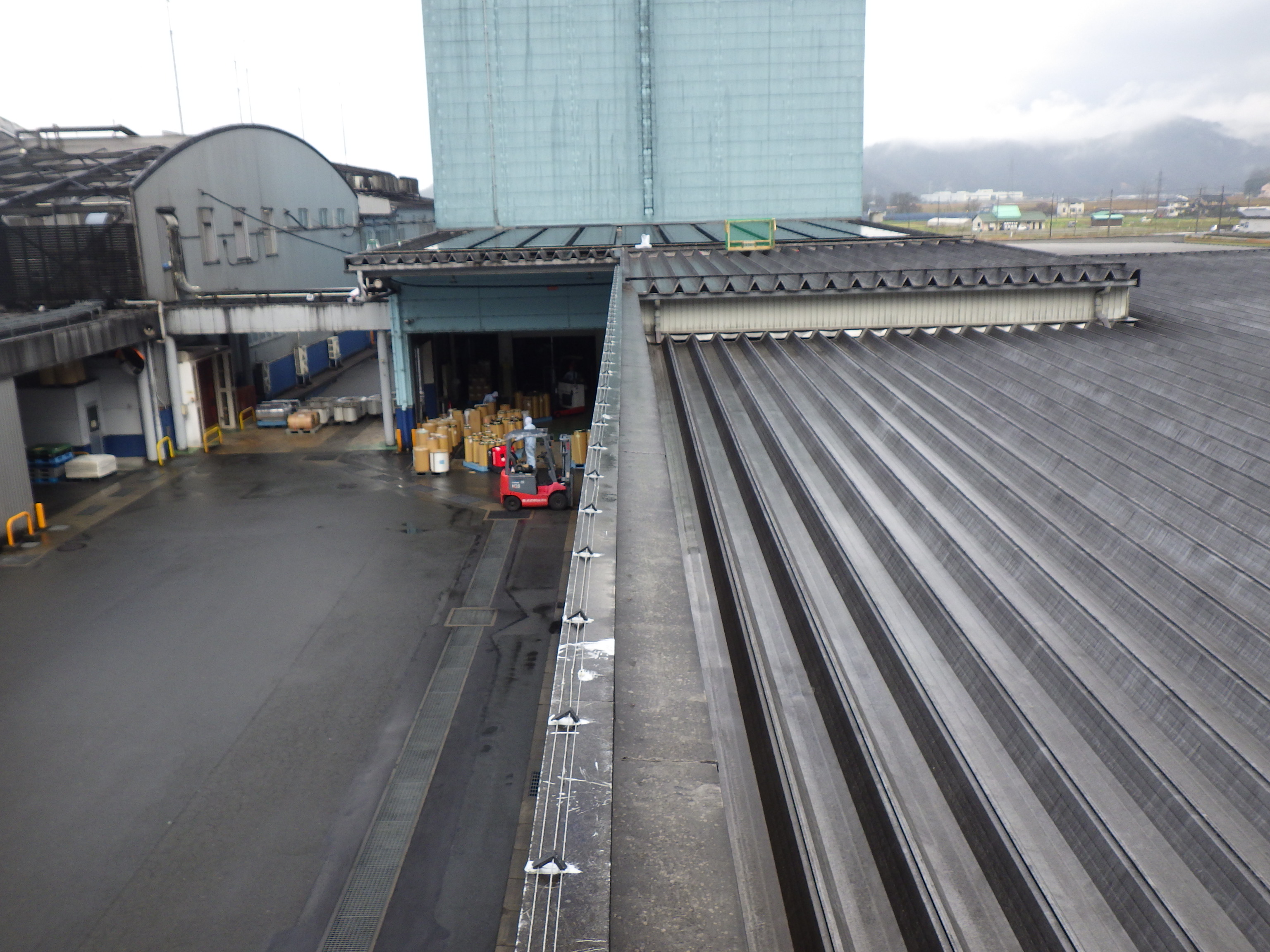 兵庫県豊岡市　工場屋根に鳥害対策専用「ピーコン電気ショック」を設置しました。